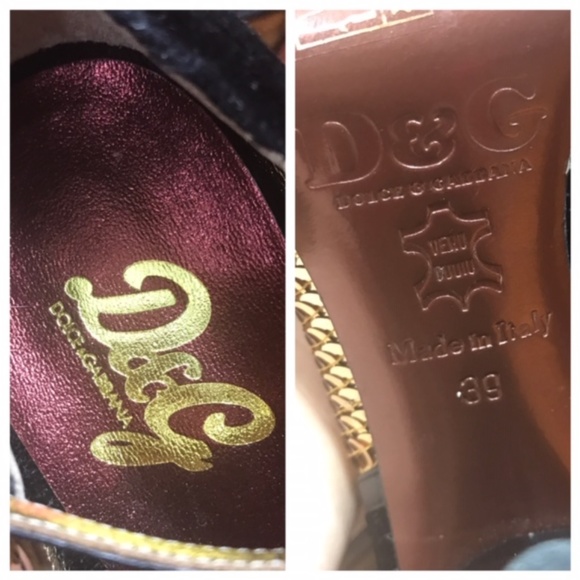 Dolce & Gabbana gold / black T Strap mary janes - Picture 8 of 8